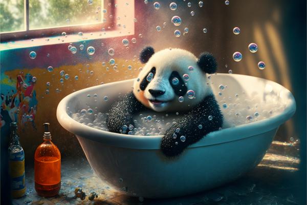 Tableau Panda Dans Son Bain