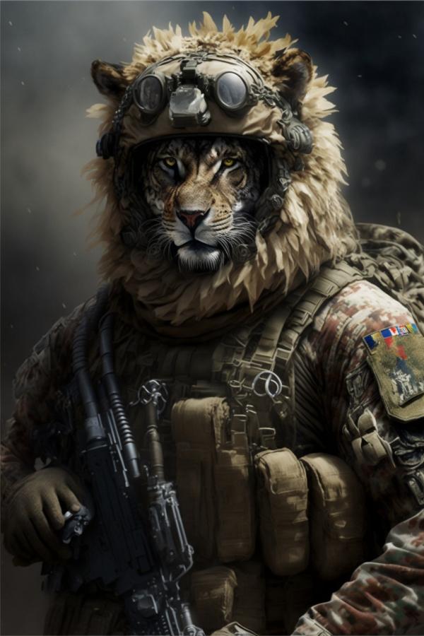 Tableau Lion Soldat