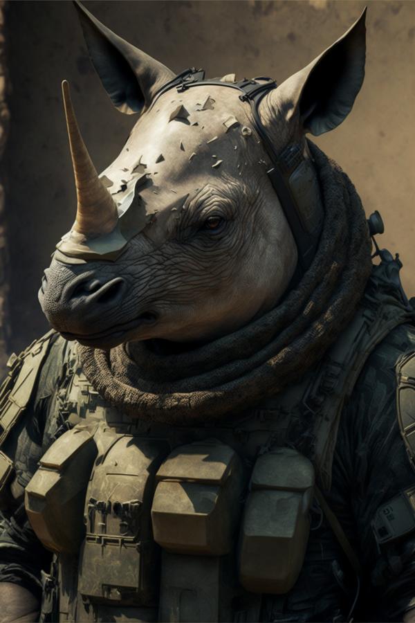Tableau Rhinocéros Soldat