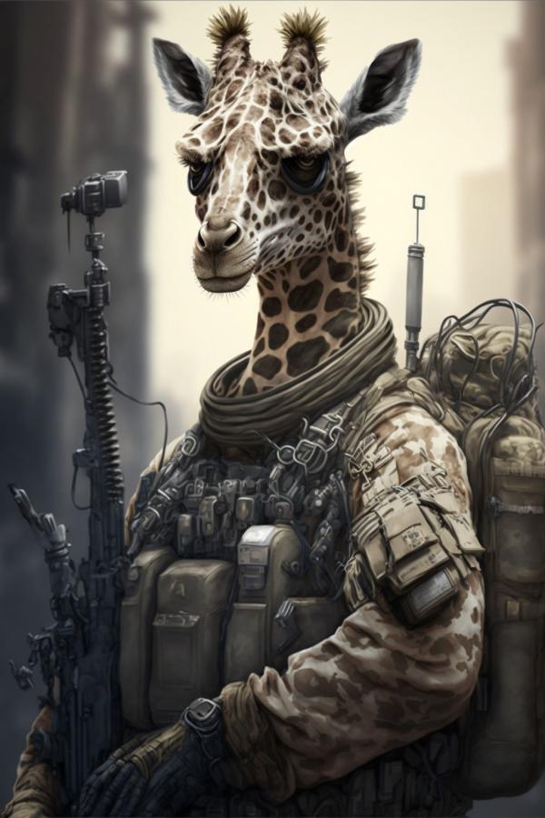 Tableau Girafe Soldat