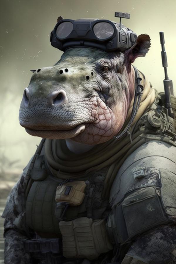 Tableau Hippopotame Soldat