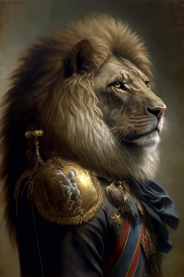Tableau Lion Soldat De Napoléon