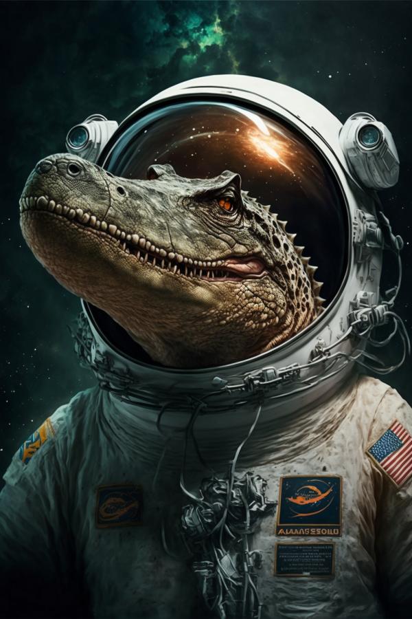 Tableau Crocodile Astronaute