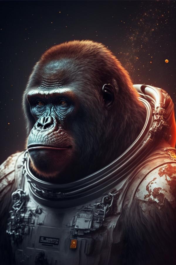 Tableau Gorille Astronaute