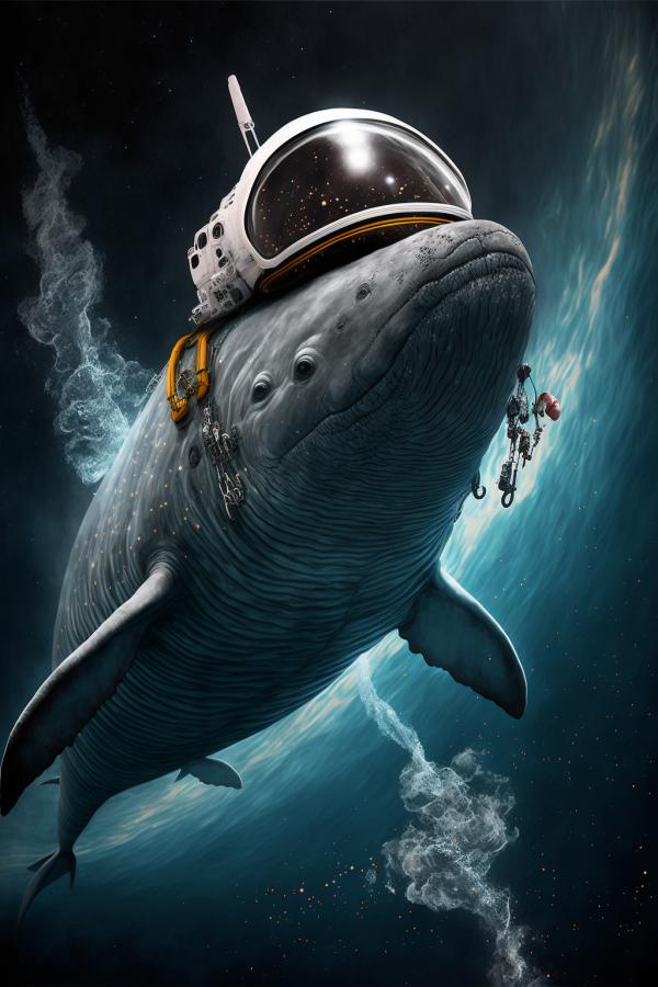 Tableau Baleine Astronaute