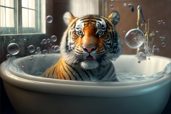 Tableau Tigre Dans Son Bain
