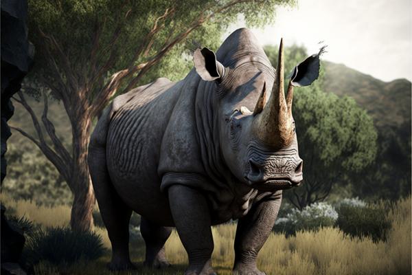 Tableau Rhinocéros Dans Son Environnement Naturel