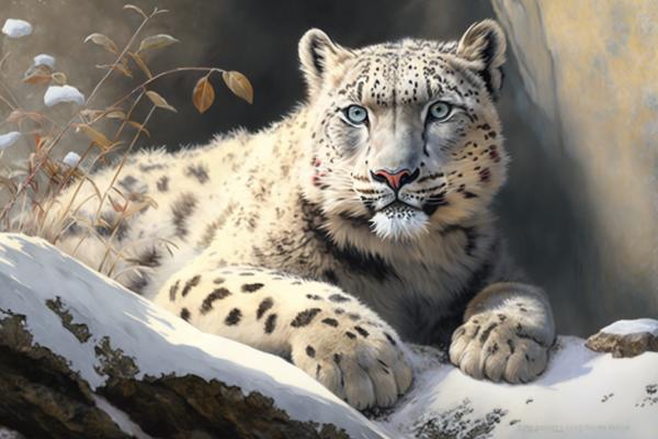 Tableau Léopard des neiges Dans Son Environnement Naturel