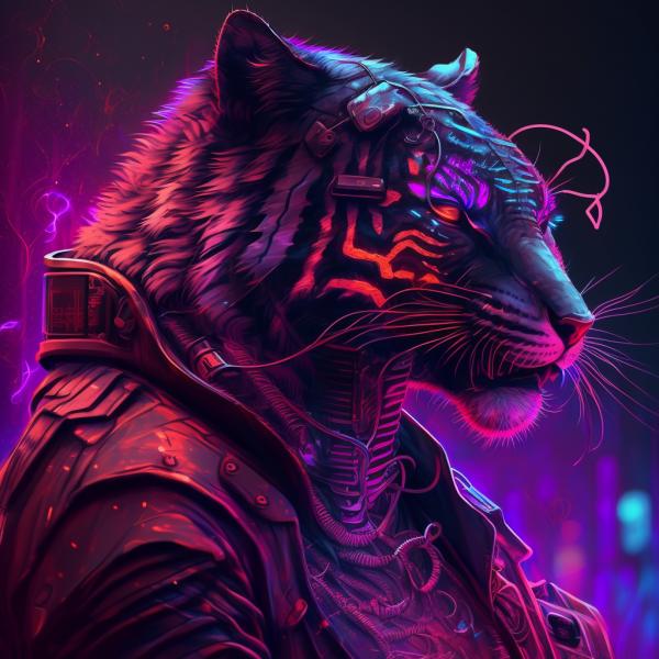 Tableau Tigre Synthwave
