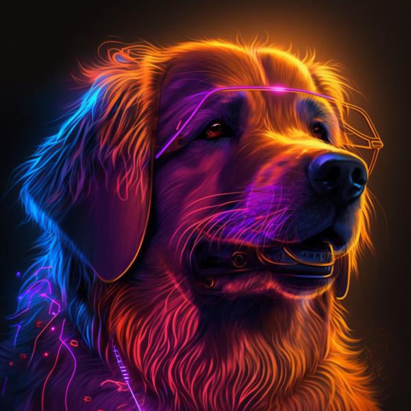 Picture of Golden retriever Synthwave