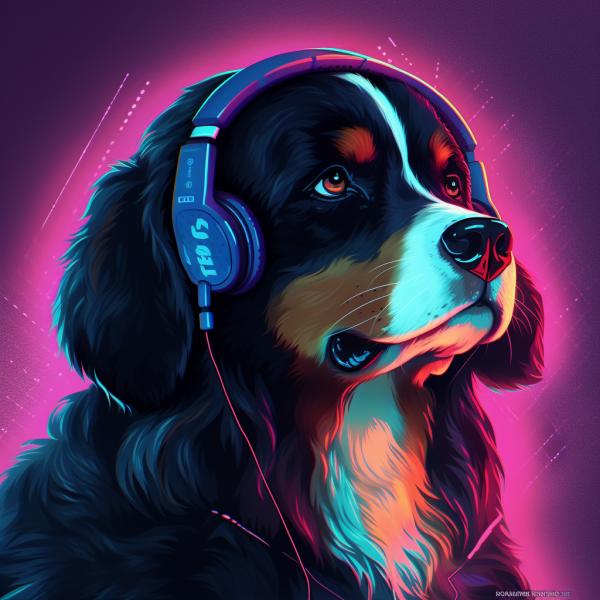 Picture of Bernese mountain dog Synthwave
