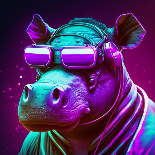 Tableau Hippopotame Synthwave