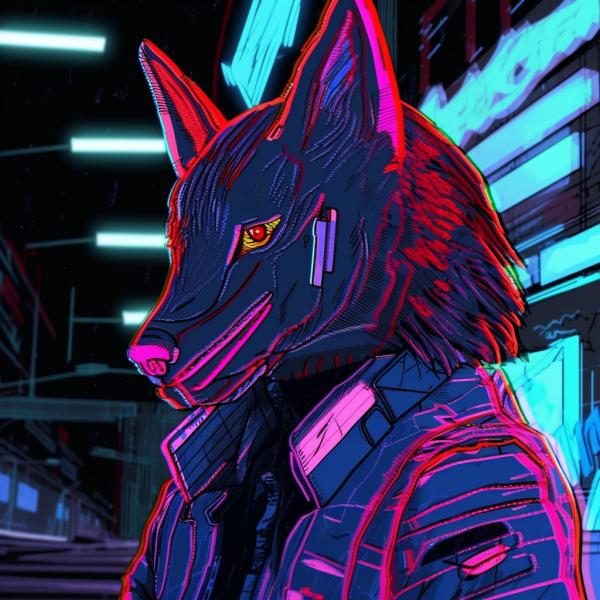 Tableau Loup Synthwave