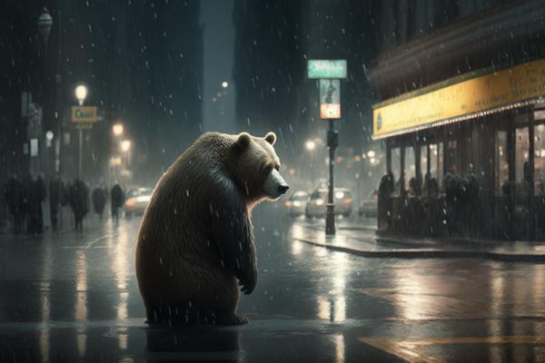 Picture of Bear Rainy Night