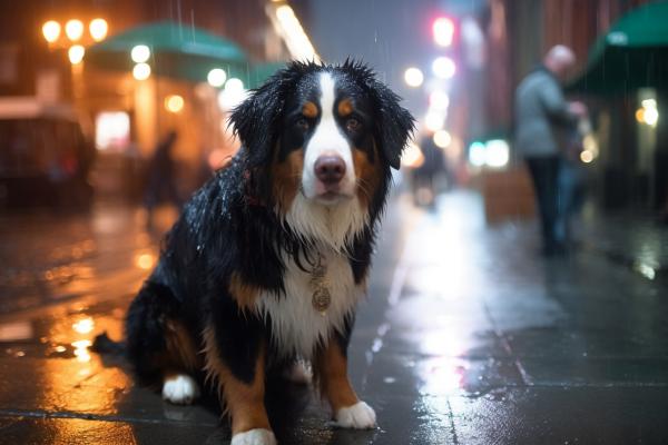Picture of Bernese mountain dog Rainy Night
