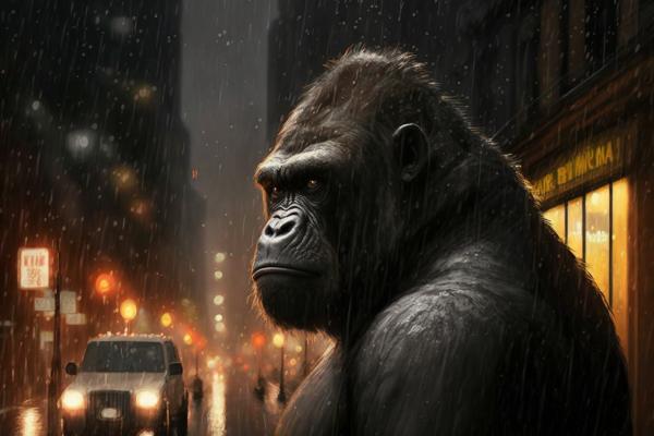 Picture of Gorilla Rainy Night