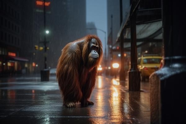 Picture of Orangutan Rainy Night