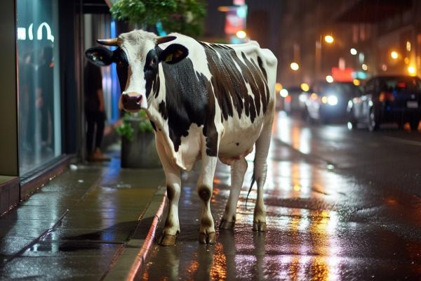 Picture of Cow Rainy Night