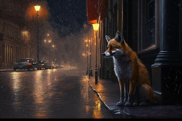 Picture of Fox Rainy Night