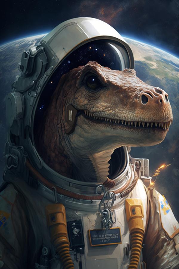 Tableau Dinosaure Astronaute