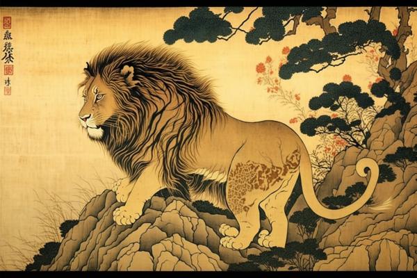 Tableau Lion Ukiyo-e