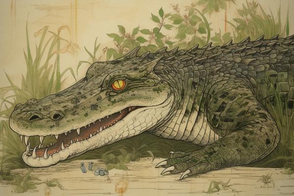 Tableau Crocodile Ukiyo-e