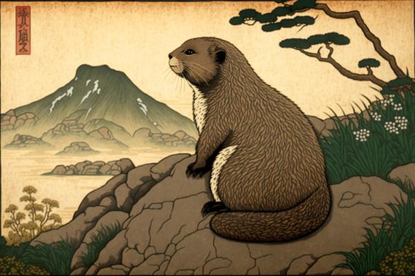 Tableau Marmotte Ukiyo-e