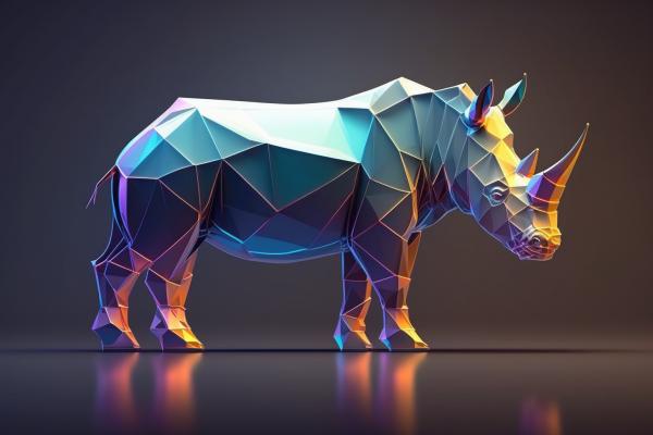 Tableau Rhinocéros Polygone