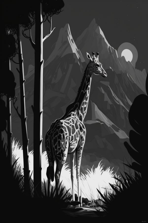 Tableau Girafe Monochrome