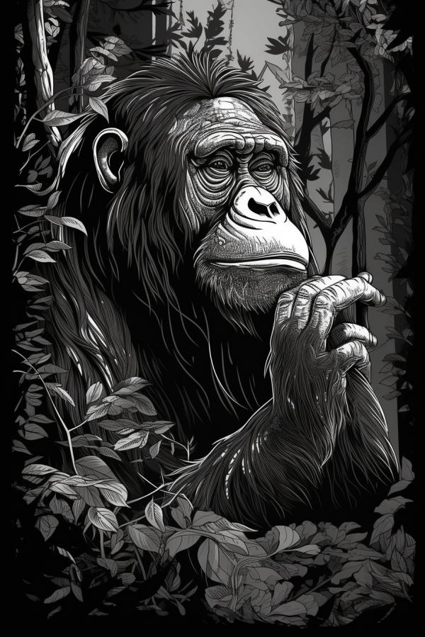 Picture of Orangutan Monochrome
