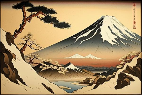 Tableau Montagne Ukiyo-e