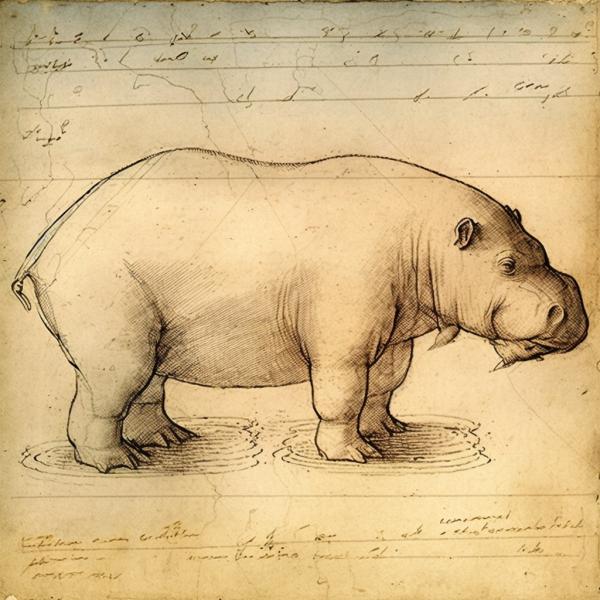 Tableau Hippopotame Léonard De Vinci