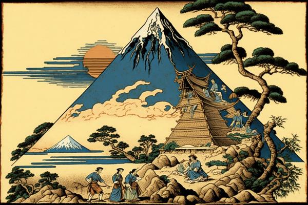 Tableau Pyramide de Khéops Ukiyo-e