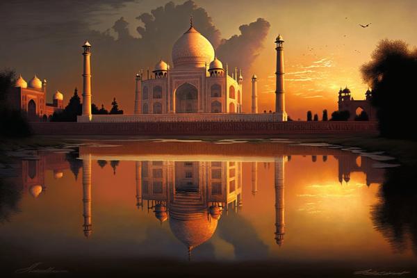 Tableau Taj Mahal Coucher De Soleil