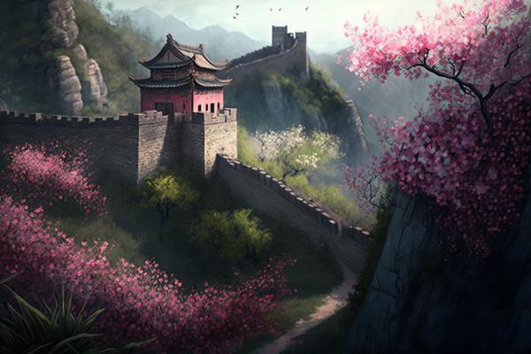 Tableau La Grande Muraille de Chine Printemps