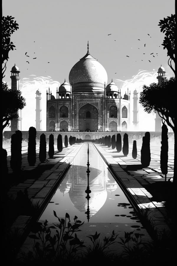 Tableau Taj Mahal Monochrome