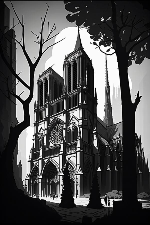 Tableau Cathédrale Notre-Dame de Paris Monochrome