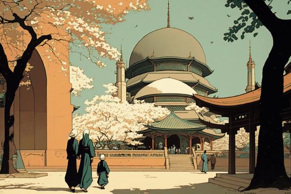 Tableau Mosquée Ukiyo-e
