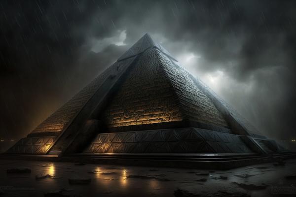 Tableau Pyramide de Khéops Nuit Pluvieuse