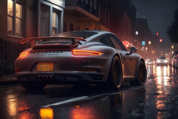 Tableau Porsche 911 Nuit Pluvieuse