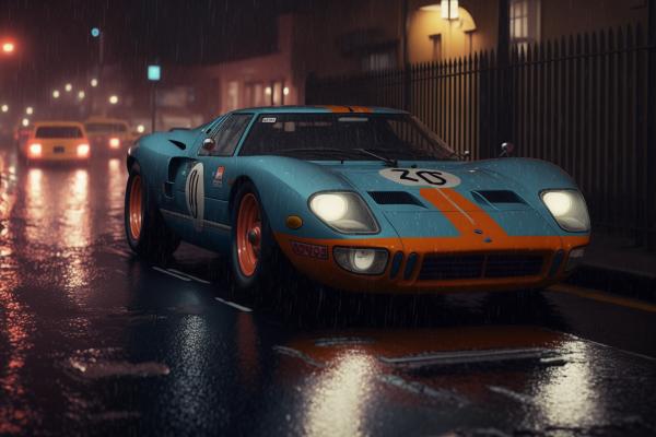 Tableau Ford GT40 Gulf Nuit Pluvieuse