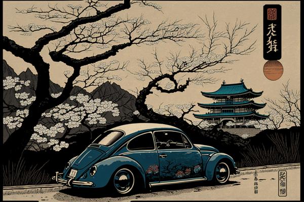 Tableau Volkswagen Beetle Ukiyo-e