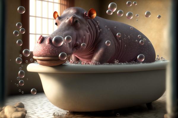 Tableau Hippopotame Dans Son Bain