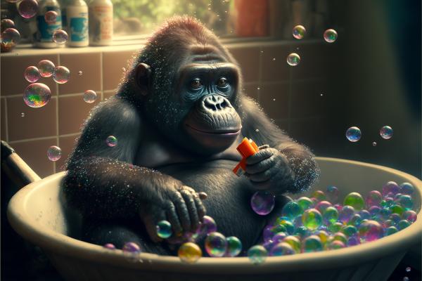 Picture of Gorilla In Bathtub