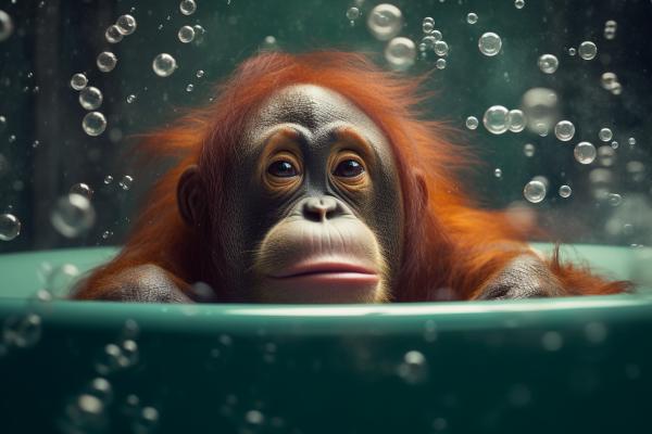 Tableau Orang-outan Dans Son Bain