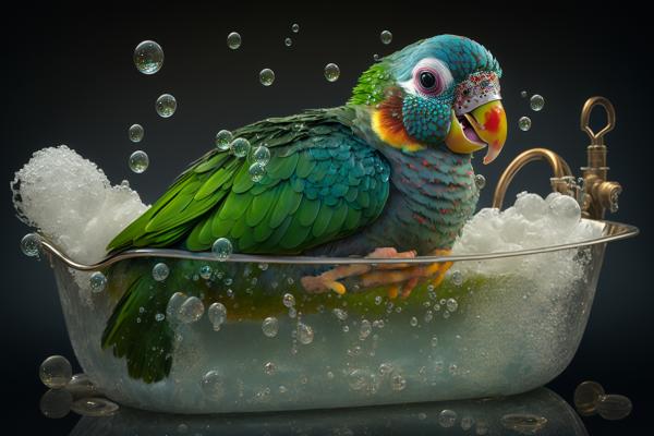 Picture of Parrot In Bathtub