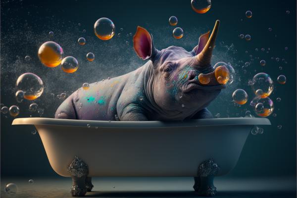 Tableau Rhinocéros Dans Son Bain