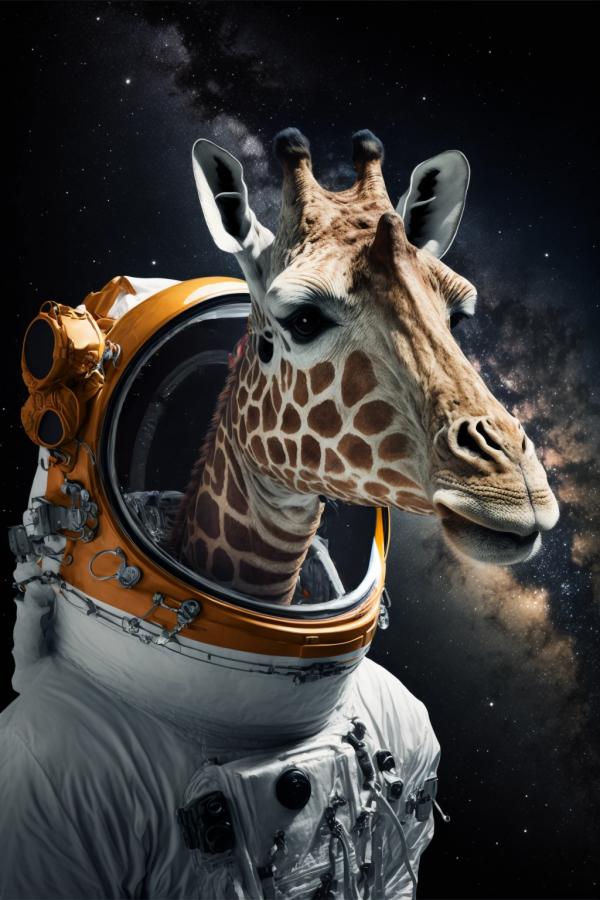 Tableau Girafe Astronaute