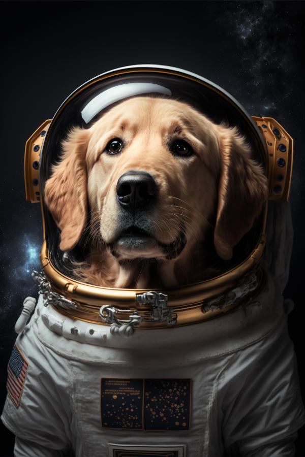 Picture of Golden retriever Astronaut